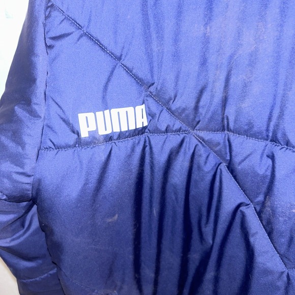 Puma Blue Puffer Jacket Mens 2XL‎ XXL Full Zip Hooded - Picture 7 of 8